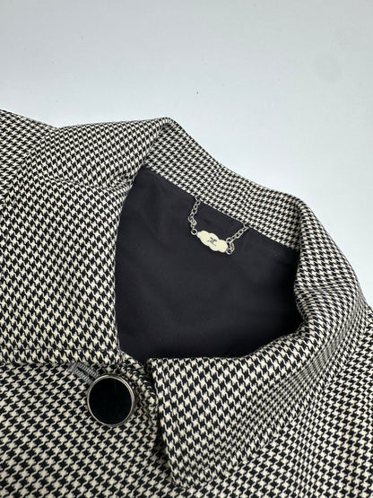 Vintage Courreges Wool Checked Blazer / Grey Black M