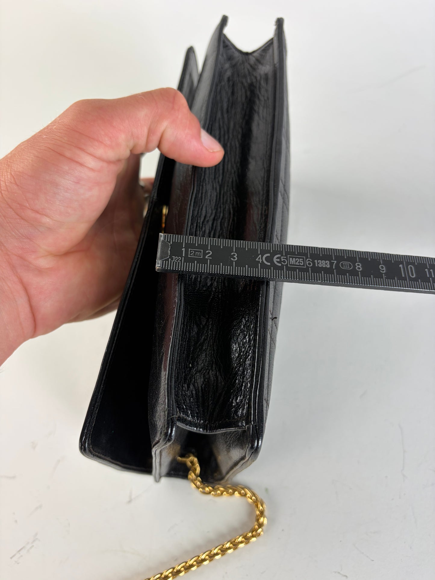 Vintage Pucci Leather Clutch Bag Black Gold-tone Chain