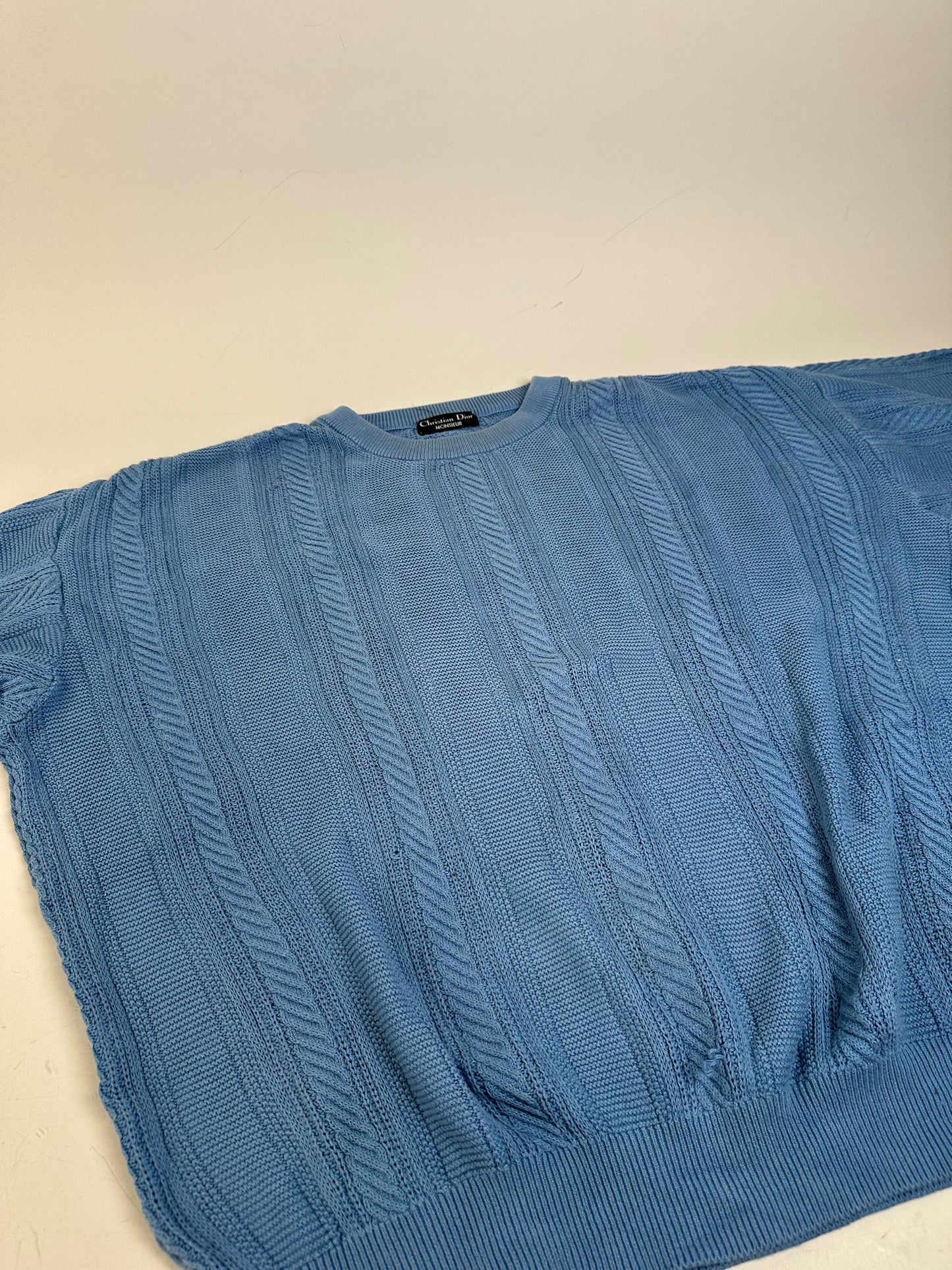 Vintage Dior Men's Cotton Sweater Light Blue XL