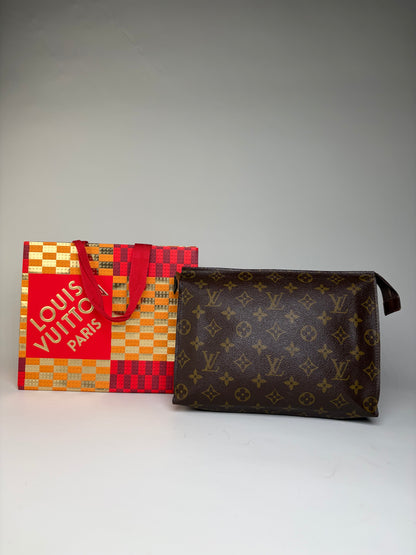 Vintage Louis Vuitton Monogram Canvas Clutch Brown Gold