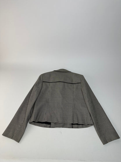 Vintage Courreges Wool Checked Blazer / Grey Black M