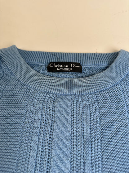 Vintage Dior Men's Cotton Sweater Light Blue XL