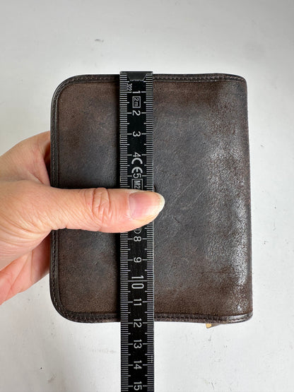 Vintage Loewe Grained Leather Bifold Wallet Late 1990s Dark Brown