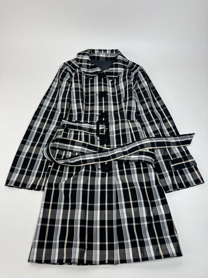 Vintage Courreges Trenchcoat black White Checked 36/S