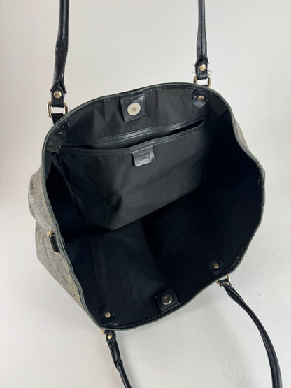 Vintage Gucci Monogram Leather Tote Bag Black Grey