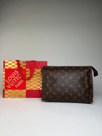 Vintage Louis Vuitton Monogram Canvas Clutch Brown Gold
