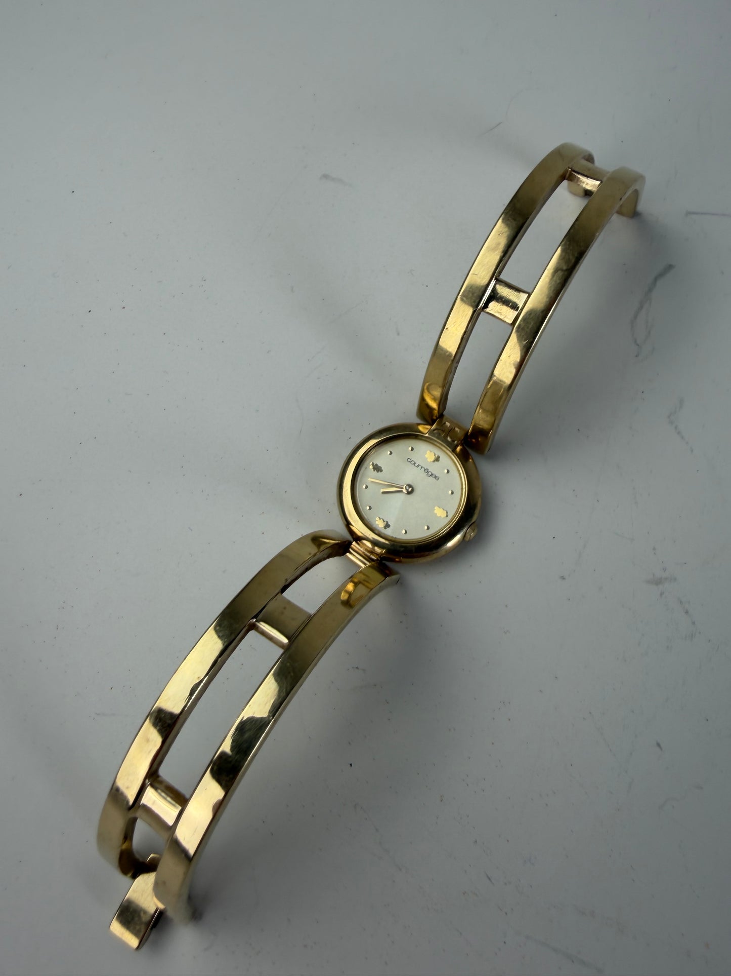 Vintage Courreges Bracelet Watch Gold Metal