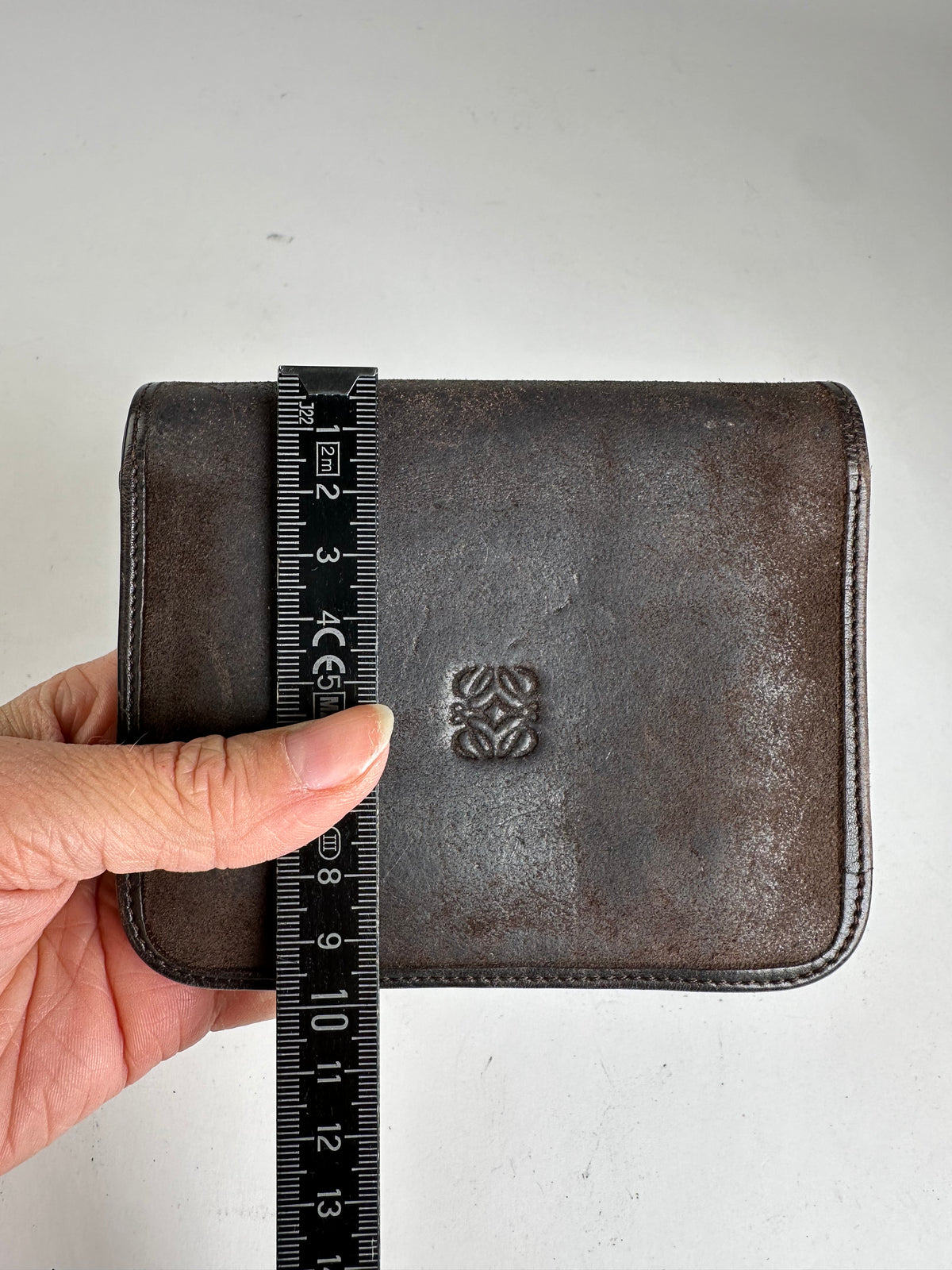 Vintage Loewe Grained Leather Bifold Wallet Late 1990s Dark Brown