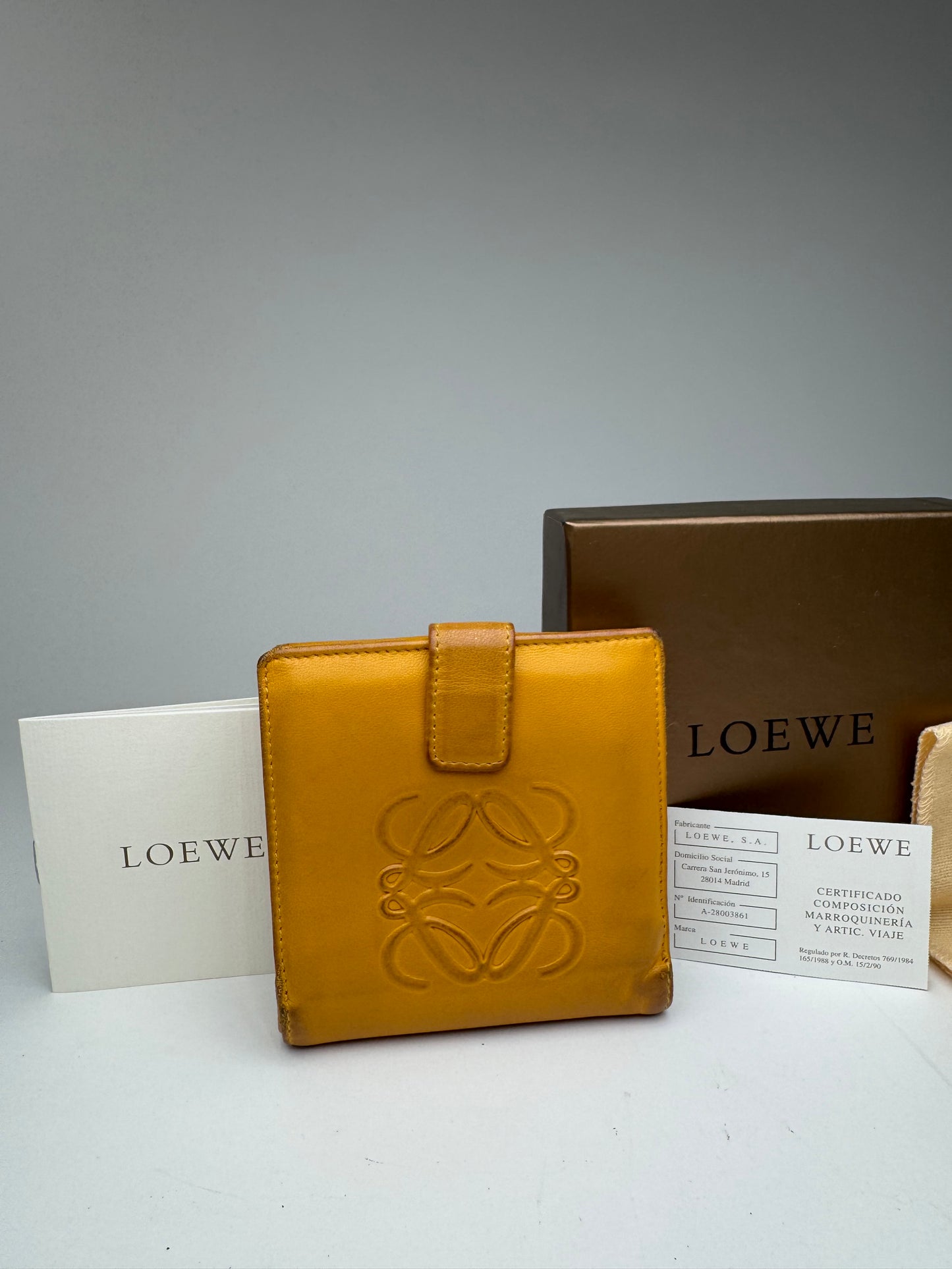Vintage Loewe Madrid Leather Anagram wallet yellow