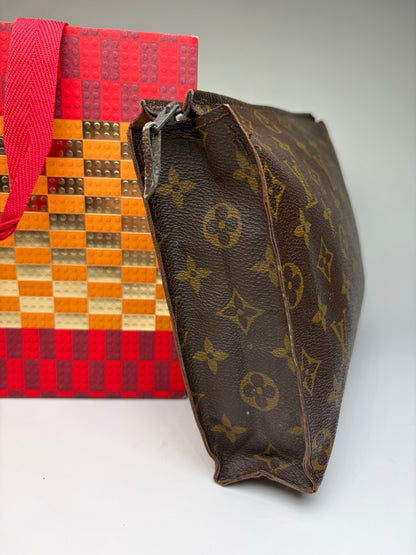 Vintage Louis Vuitton Monogram Canvas Clutch Brown Gold