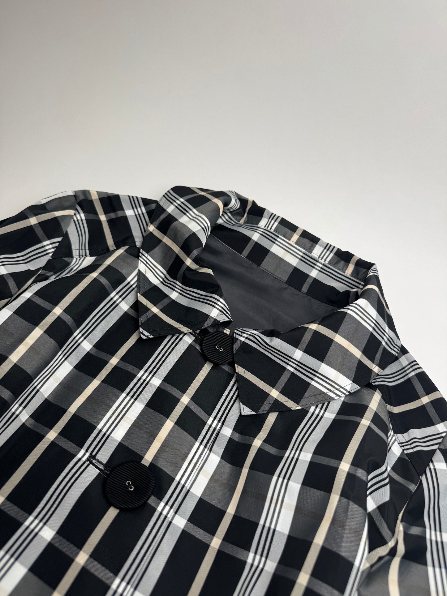 Vintage Courreges Trenchcoat black White Checked 36/S