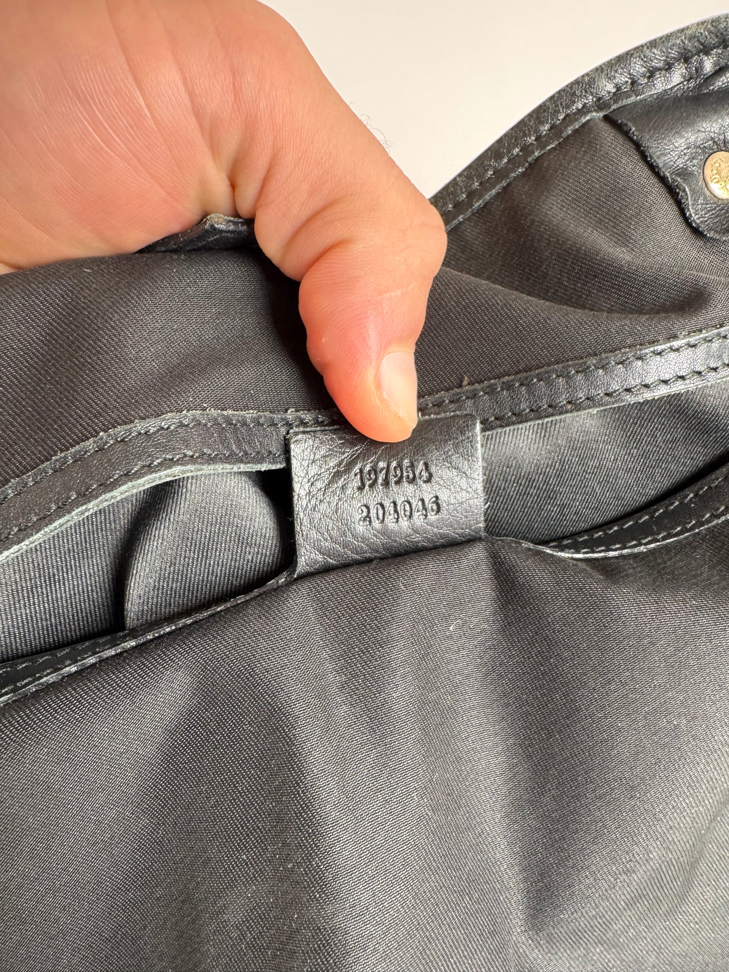 Vintage Gucci Monogram Leather Tote Bag Black Grey