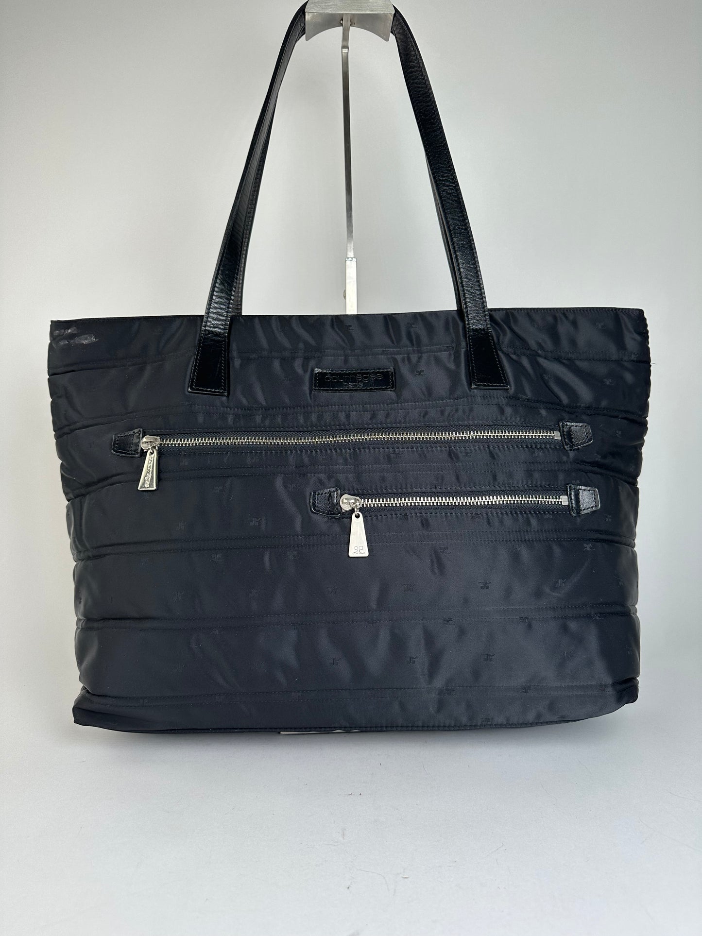 Vintage Courreges Nylon Tote Bag Black