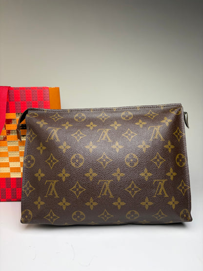 Vintage Louis Vuitton Monogram Canvas Clutch Brown Gold