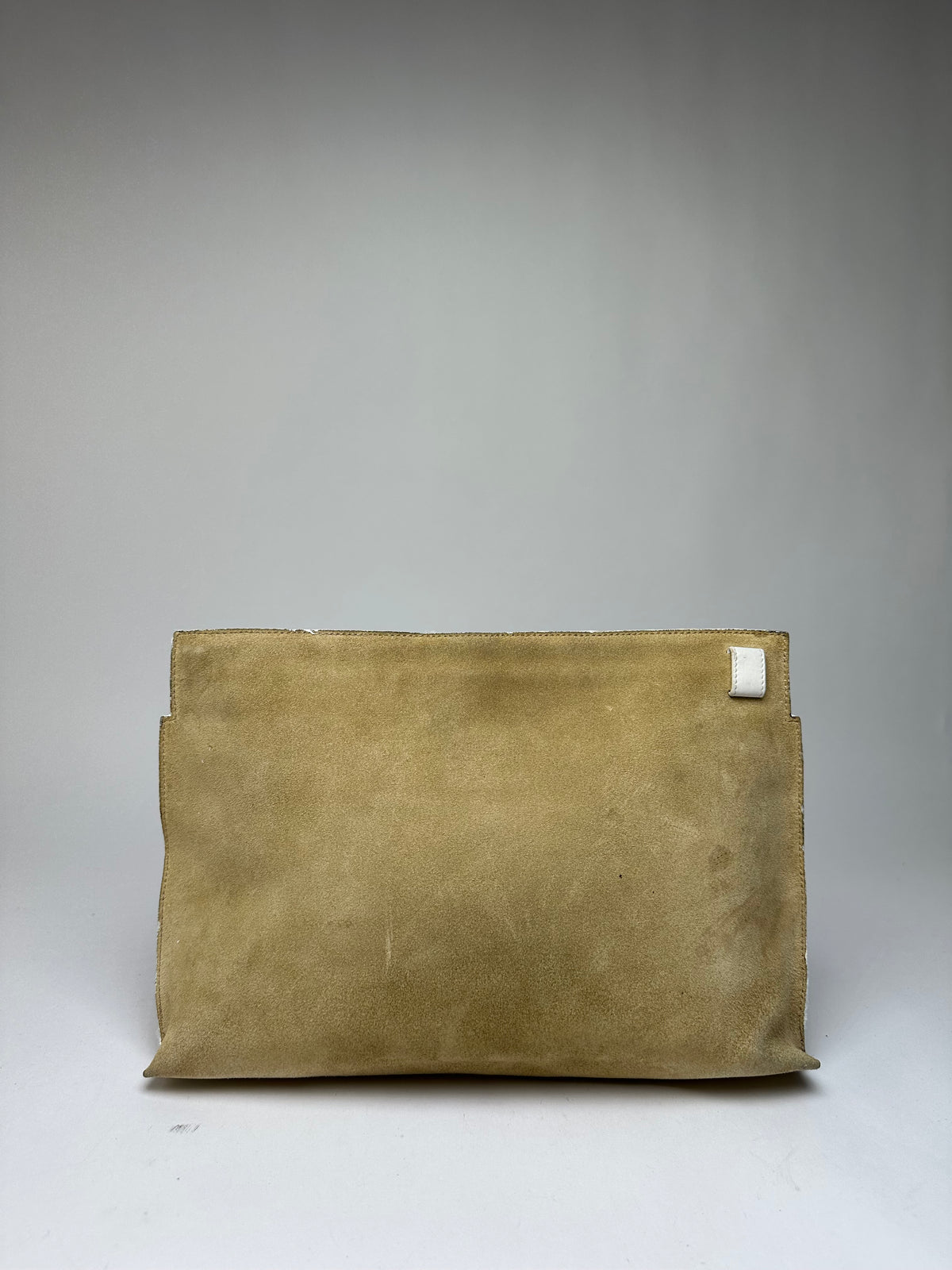 Vintage Loewe Suede-Like Zip Clutch c. Late 2000s Beige