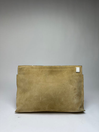 Vintage Loewe Suede-Like Zip Clutch c. Late 2000s Beige