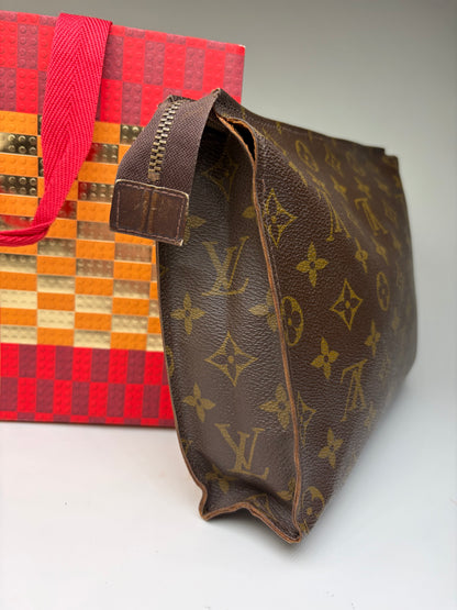 Vintage Louis Vuitton Monogram Canvas Clutch Brown Gold