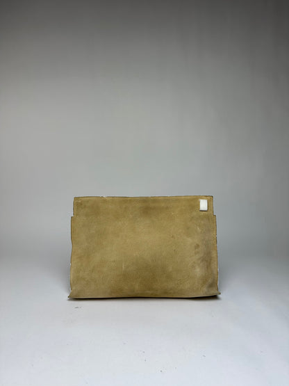 Vintage Loewe Suede-Like Zip Clutch c. Late 2000s Beige