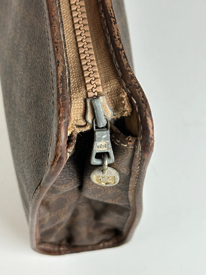 Pochette vintage Celine Paris en cuir monogramme marron