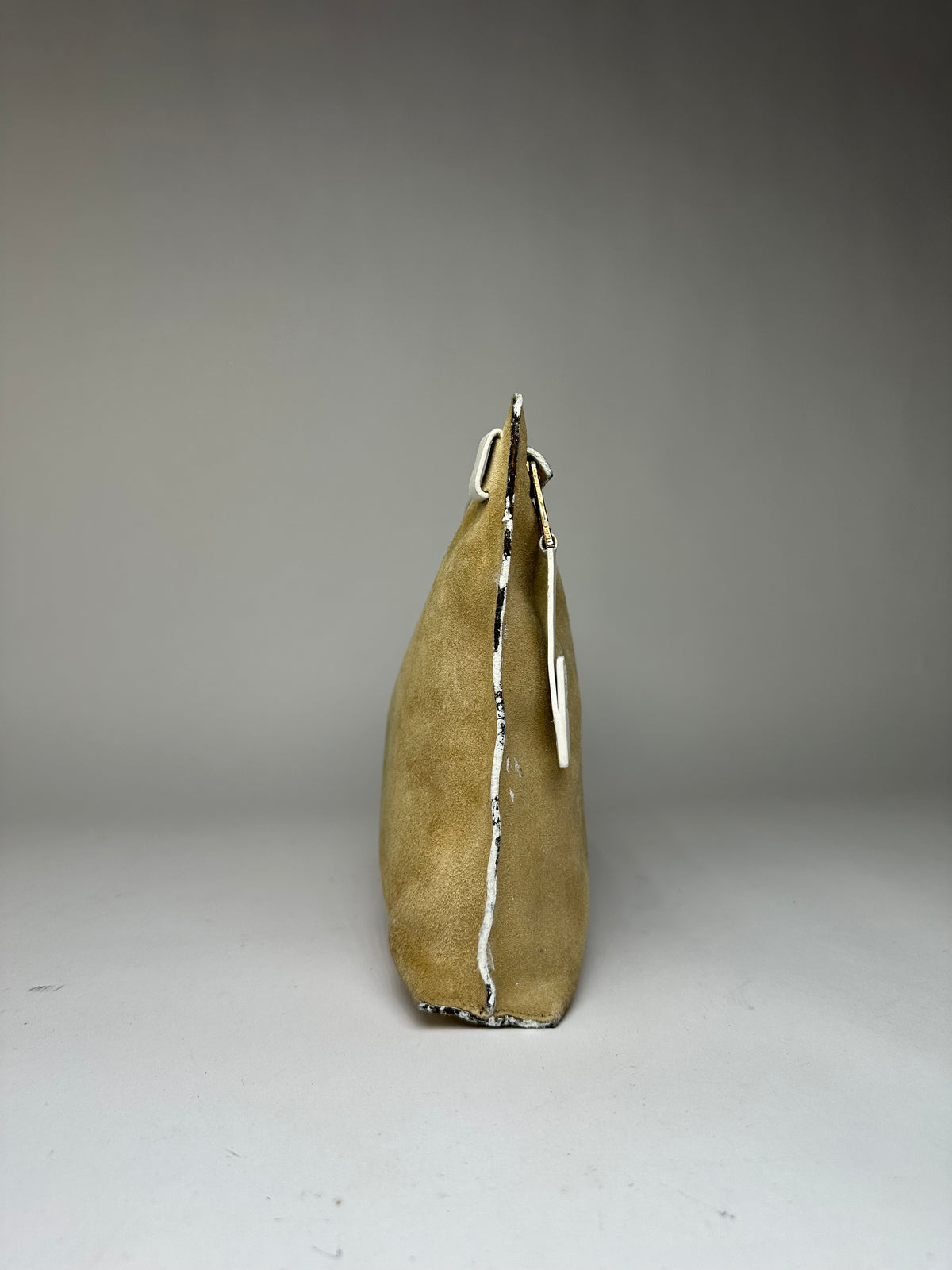 Vintage Loewe Suede-Like Zip Clutch c. Late 2000s Beige