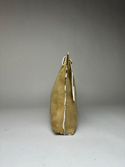 Vintage Loewe Suede-Like Zip Clutch c. Late 2000s Beige
