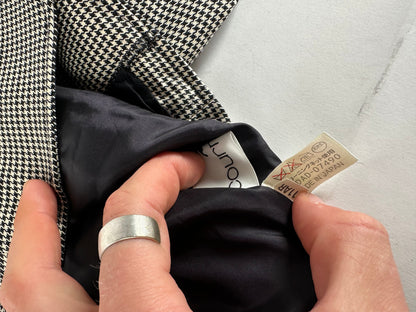 Vintage Courreges Wool Checked Blazer / Grey Black M
