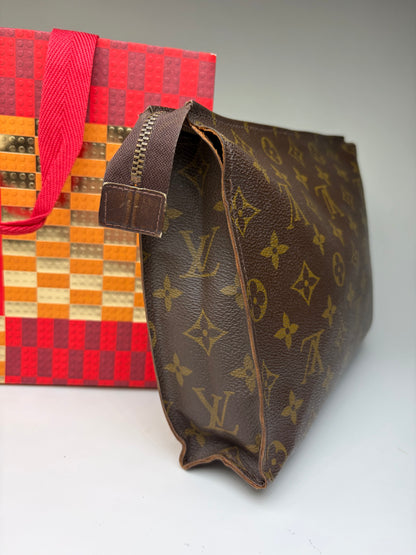 Vintage Louis Vuitton Monogram Canvas Clutch Brown Gold