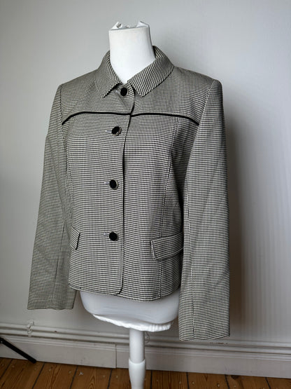 Vintage Courreges Wool Checked Blazer / Grey Black M