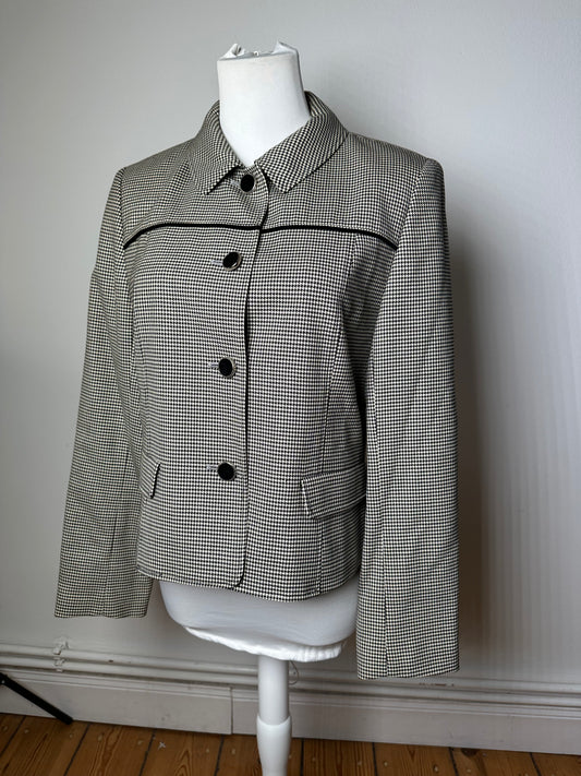 Vintage Courreges Wool Checked Blazer / Grey Black M