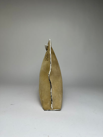 Vintage Loewe Suede-Like Zip Clutch c. Late 2000s Beige