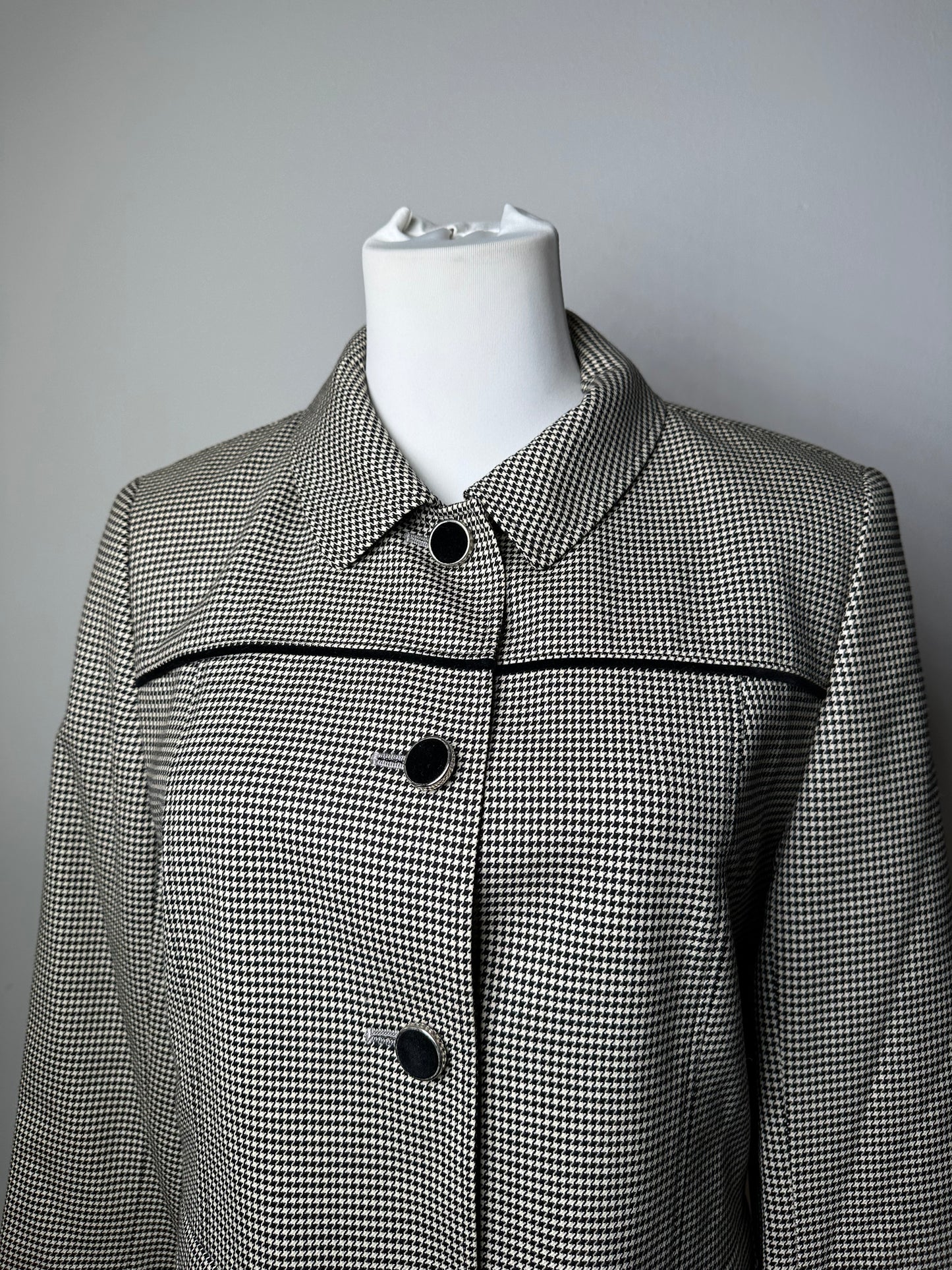Vintage Courreges Wool Checked Blazer / Grey Black M