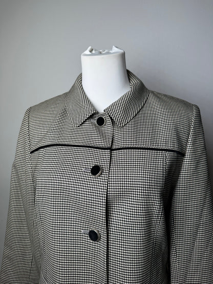 Vintage Courreges Wool Checked Blazer / Grey Black M