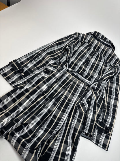 Vintage Courreges Trenchcoat black White Checked 36/S
