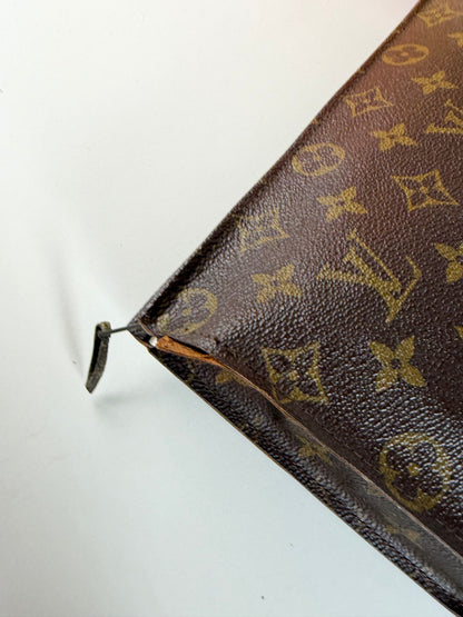 Vintage Louis Vuitton Monogram Canvas Clutch Brown Gold