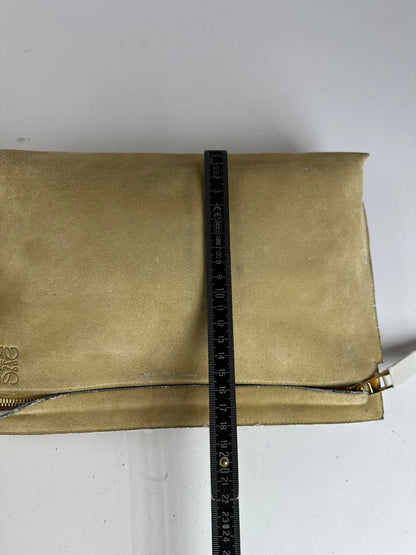 Vintage Loewe Suede-Like Zip Clutch c. Late 2000s Beige