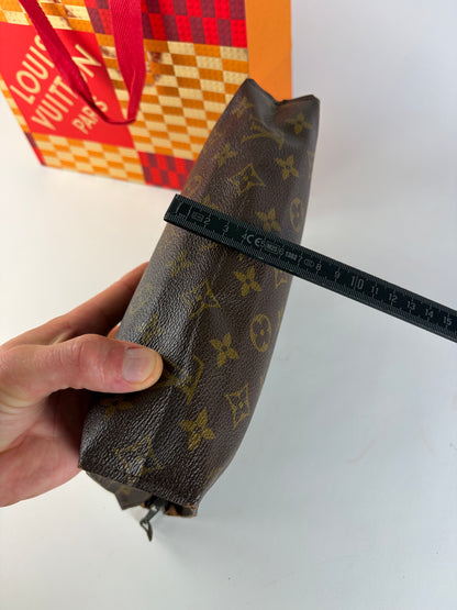 Vintage Louis Vuitton Monogram Canvas Clutch Brown Gold