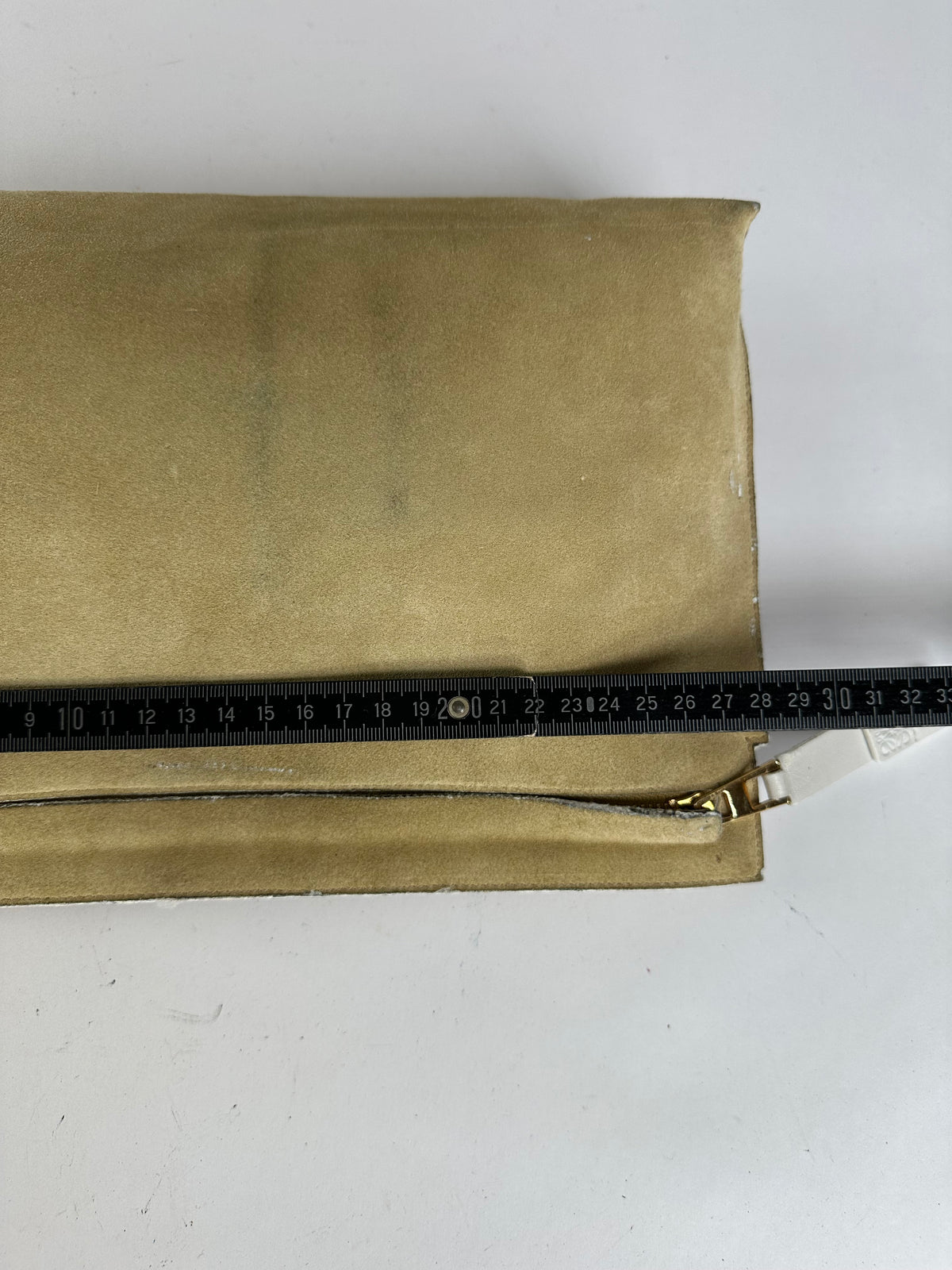 Vintage Loewe Suede-Like Zip Clutch c. Late 2000s Beige