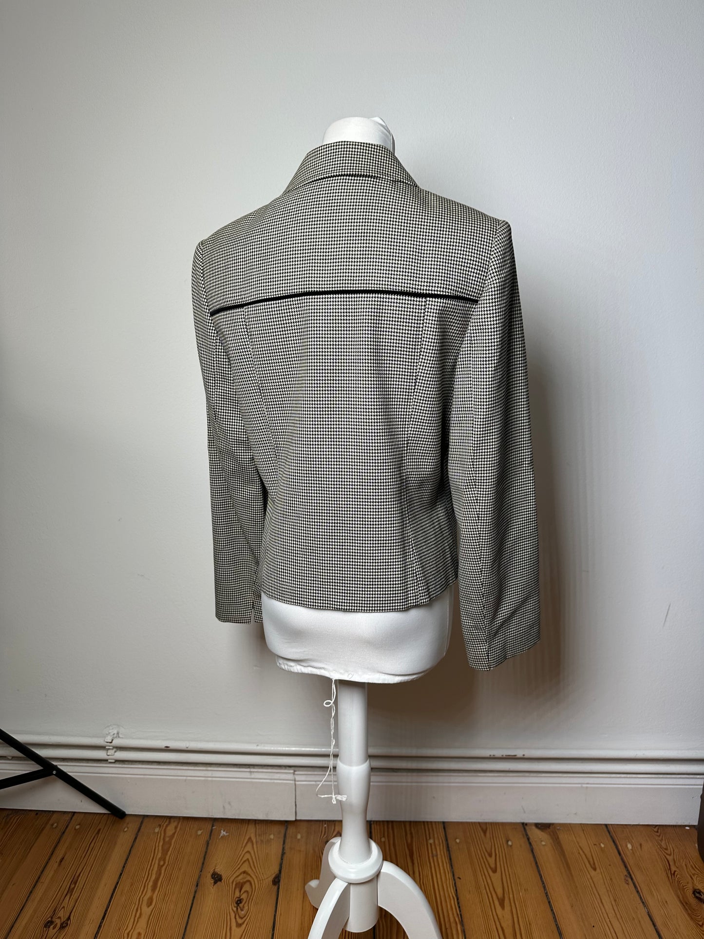 Vintage Courreges Wool Checked Blazer / Grey Black M