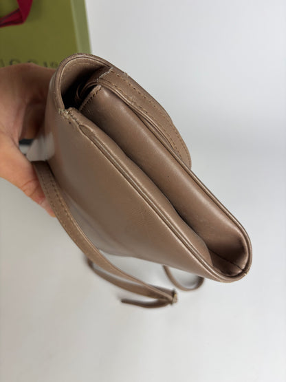 Vintage Gucci Flap Crossbody Bag Late 1980s Taupe Gold