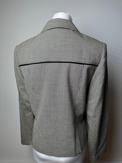 Vintage Courreges Wool Checked Blazer / Grey Black M