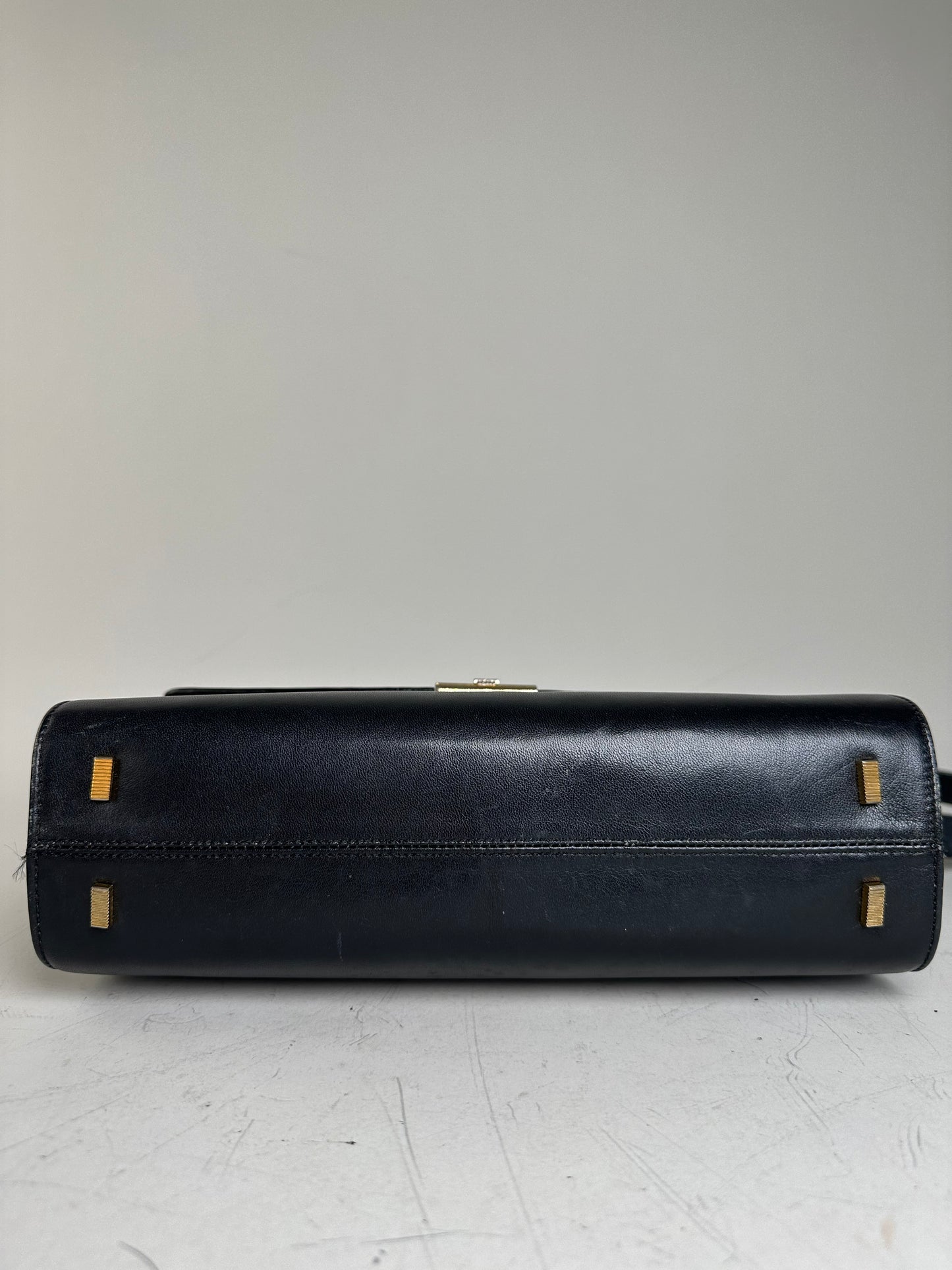 Vintage Givenchy Embossed Leather Shoulder Bag Black Gold