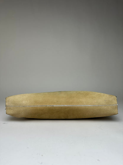 Vintage Loewe Suede-Like Zip Clutch c. Late 2000s Beige