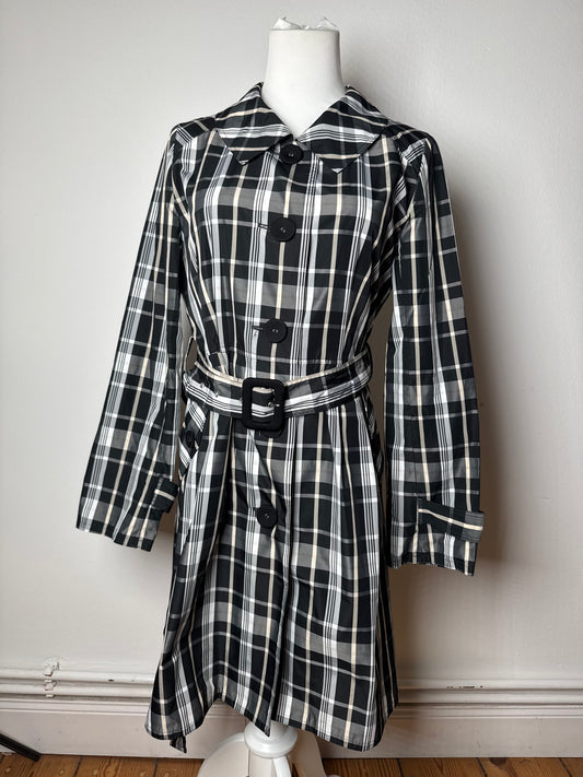 Vintage Courreges Trenchcoat black White Checked 36/S