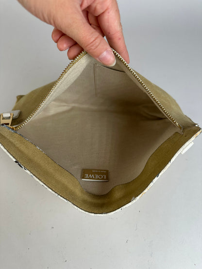 Vintage Loewe Suede-Like Zip Clutch c. Late 2000s Beige