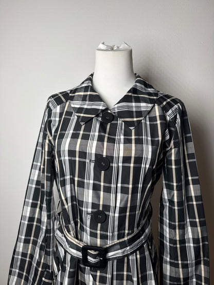 Vintage Courreges Trenchcoat black White Checked 36/S