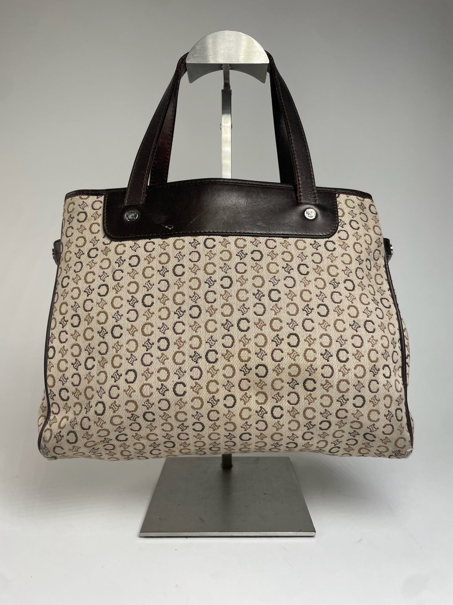 Vintage Celine Monogram Handbag Beige Brown