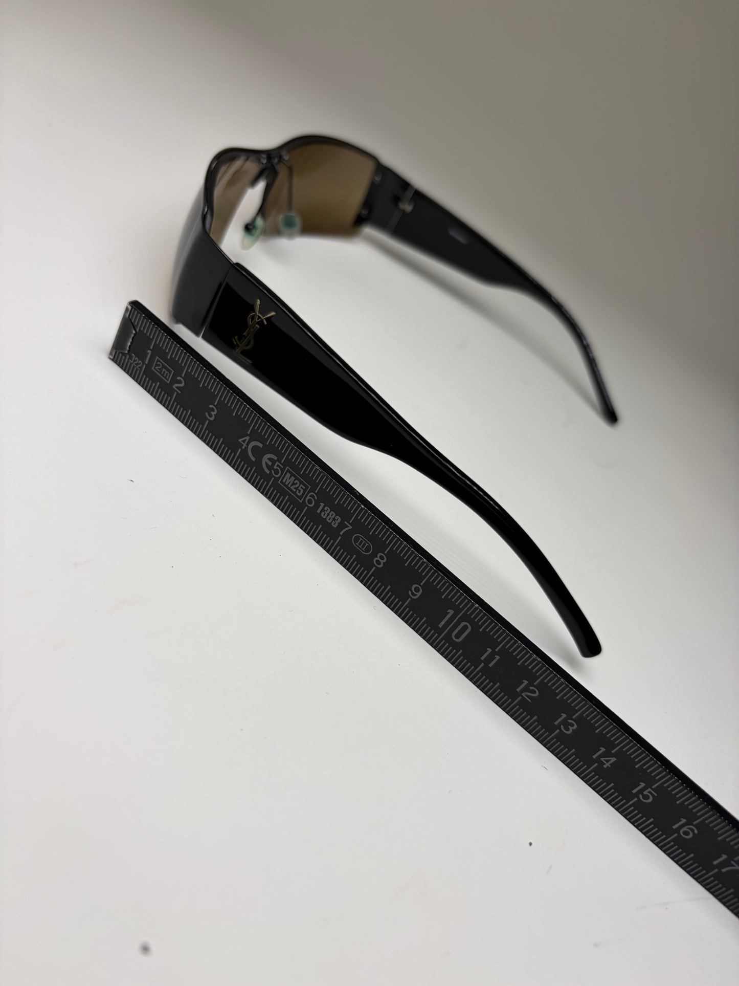 Vintage Yves Saint Laurent Logo Sunglasses Black Brown Gradient