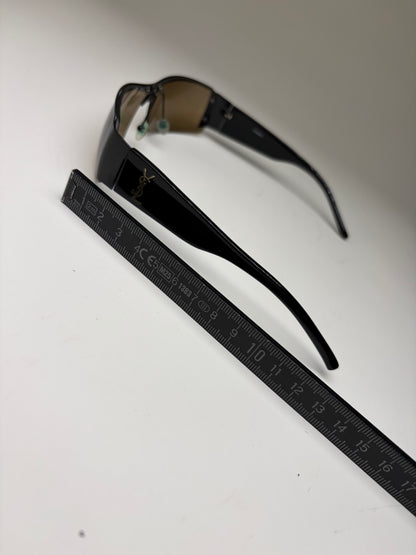 Vintage Yves Saint Laurent Logo Sunglasses Black Brown Gradient