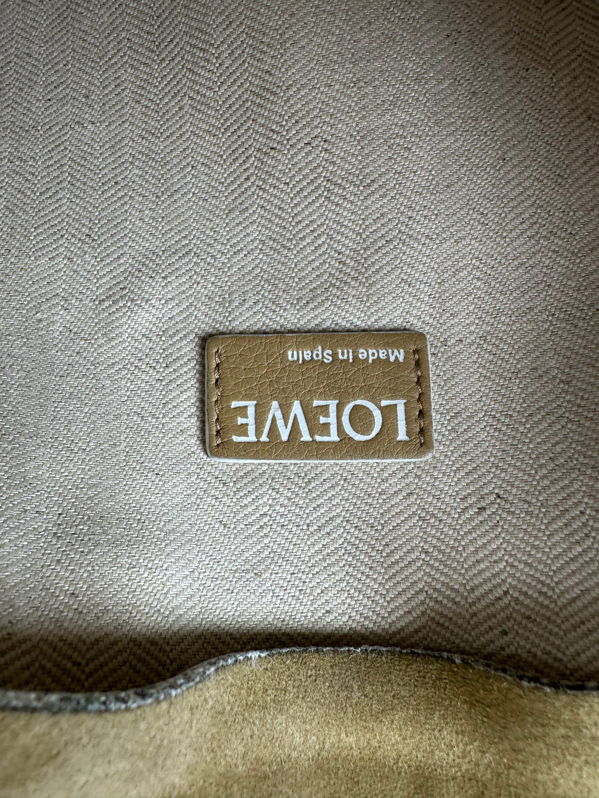 Vintage Loewe Suede-Like Zip Clutch c. Late 2000s Beige
