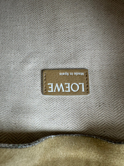 Vintage Loewe Suede-Like Zip Clutch c. Late 2000s Beige